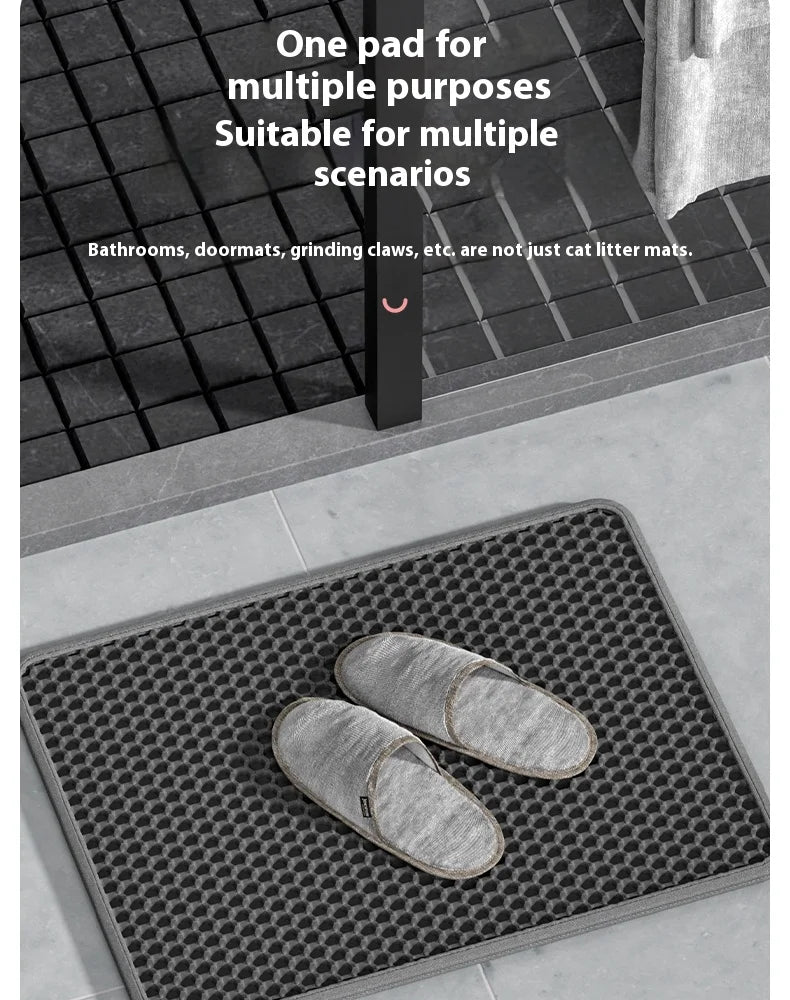 Alfombrilla grande para arena de gatos, impermeable, de doble capa, antideslizante, lavable, duradera, para entrenamiento de baño de mascotas