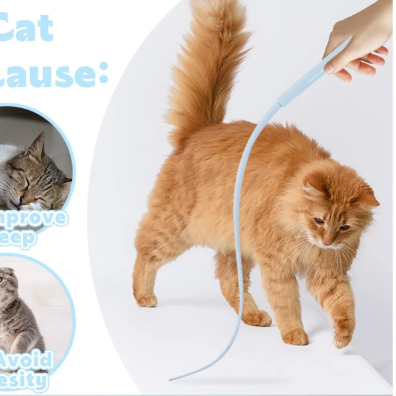 Silicone Cat Teaser Stick Simulation Mouse Tail Cat Interactive Bite Resistant Toy,Durable To Bite, Highly Entertaining