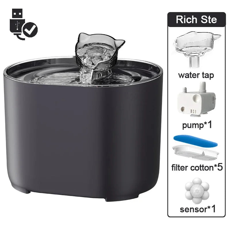 Cat Fountain Pets Water Fountain Cats Dispenser Auto Filter USB Electric Mute Cat Drinker Bowl Recirculate Filtring Drinker