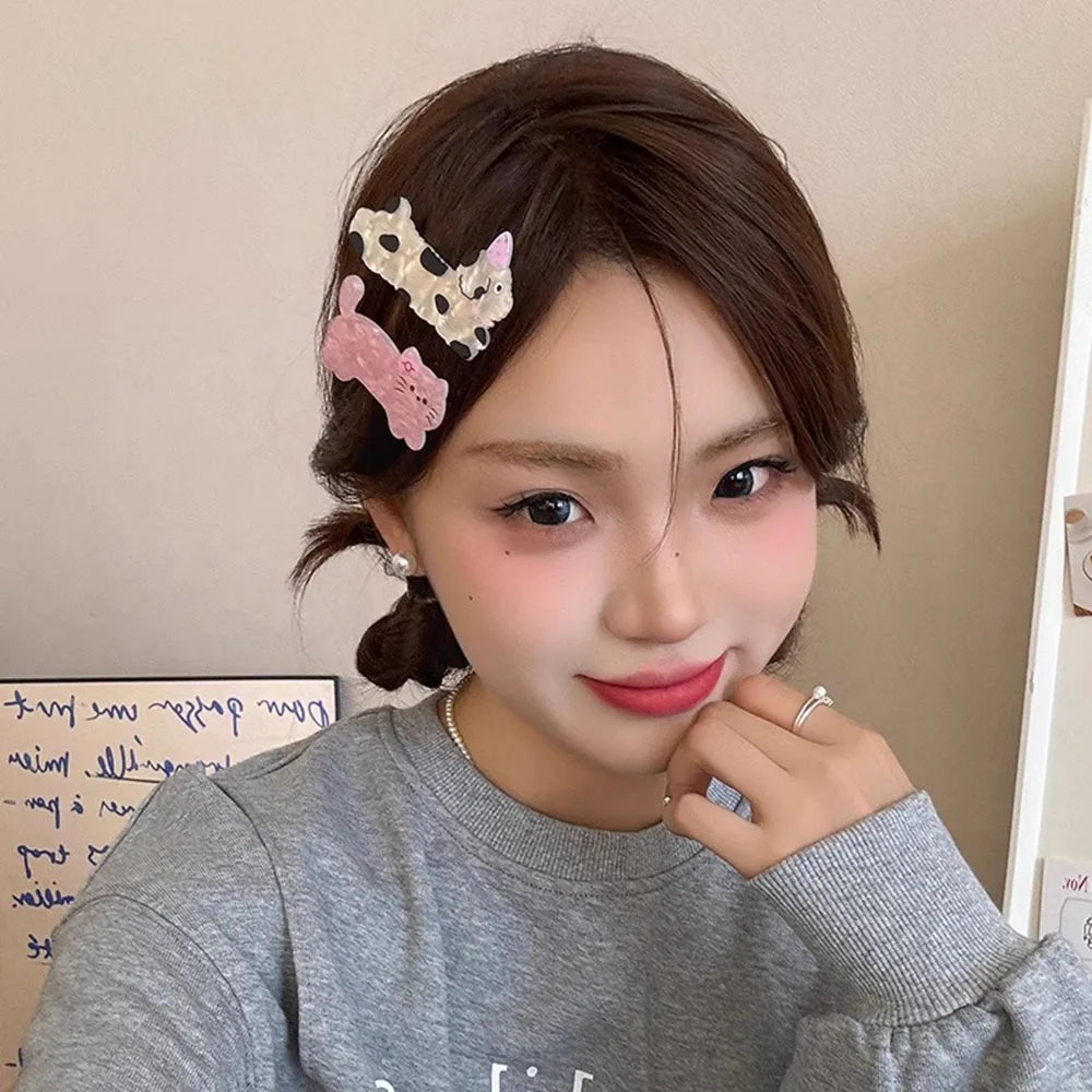 Cartoon Cute Puppy Headwear kitty Hair Clip Acrylic Christmas Hairpins Sweet Animal Bangs Clip For Girls Hair Accessories