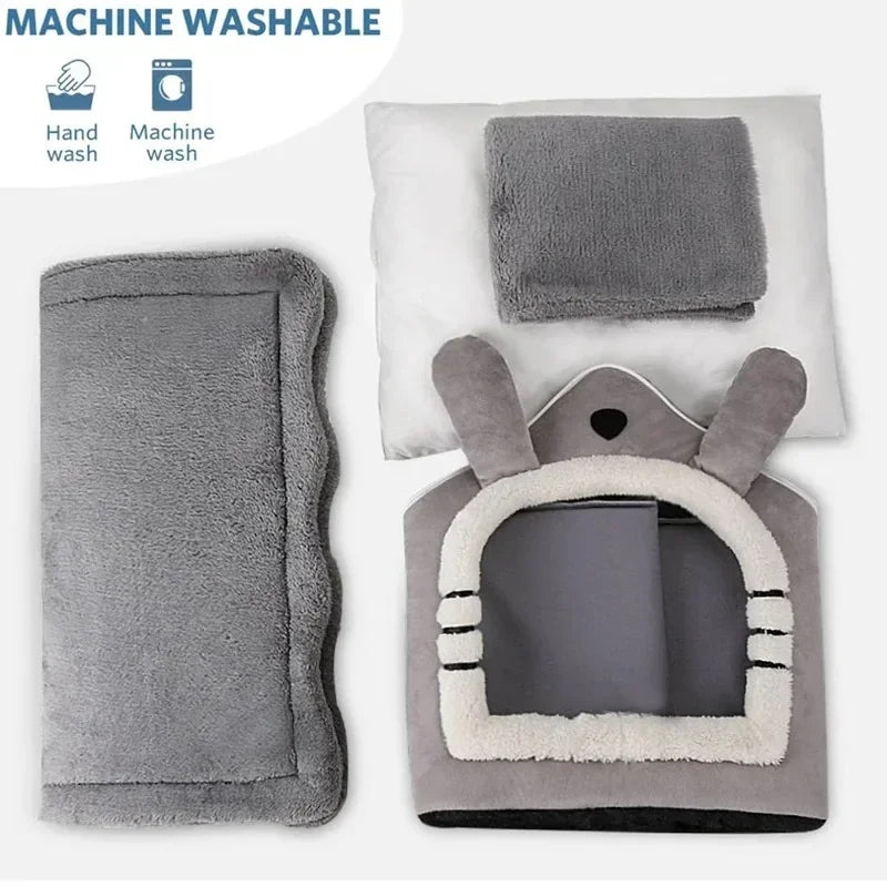 Casa de perro cálida para interiores, cama suave para mascotas, tienda de campaña, caseta para perros, cama para gatos, cojín extraíble y lavable, adecuada para las cuatro estaciones, universal