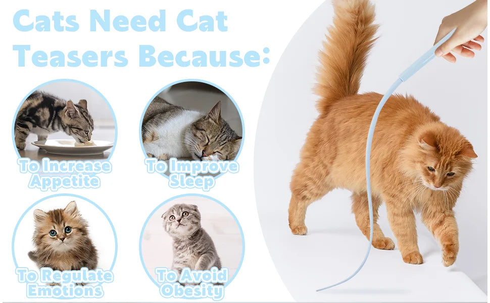 Silicone Cat Teaser Stick Simulation Mouse Tail Cat Interactive Bite Resistant Toy,Durable To Bite, Highly Entertaining