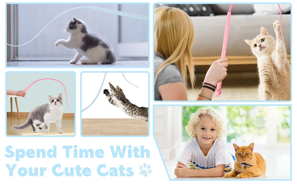 Silicone Cat Teaser Stick Simulation Mouse Tail Cat Interactive Bite Resistant Toy,Durable To Bite, Highly Entertaining