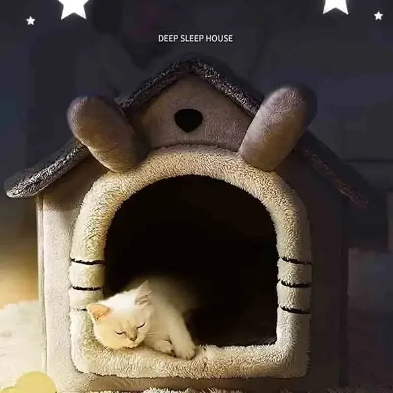 Casa de perro cálida para interiores, cama suave para mascotas, tienda de campaña, caseta para perros, cama para gatos, cojín extraíble y lavable, adecuada para las cuatro estaciones, universal