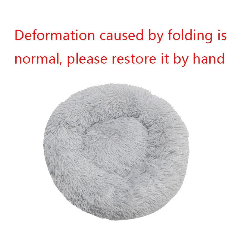 Cama redonda para perros, cálida y de invierno, para gatos, cesta de felpa, lavable, para perros pequeños, medianos y grandes, sofá para gatos.