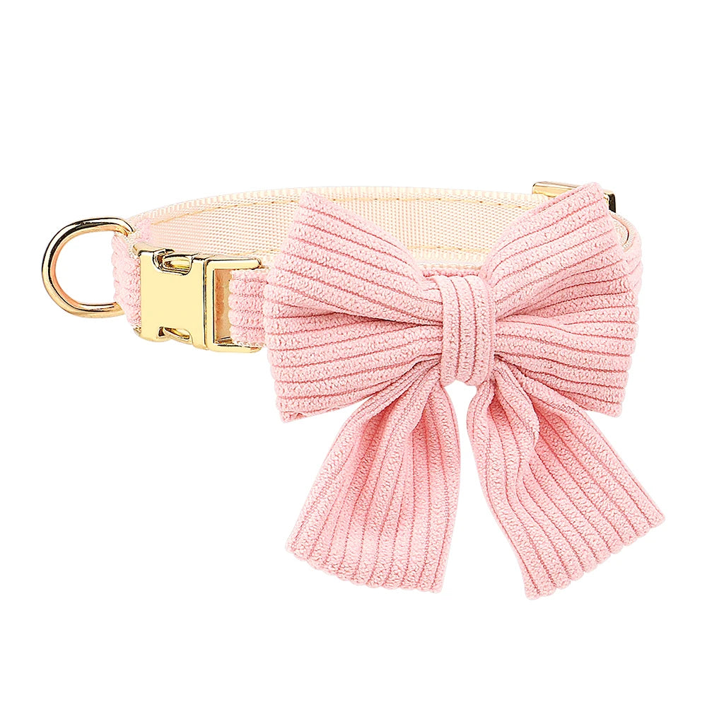 3PCS Dog Collar Harness Leash Set Breathable Dog Harnesses Soft Velvet Puppy Necklace With Bowknot Pet Walking Rope For Dogs Pug