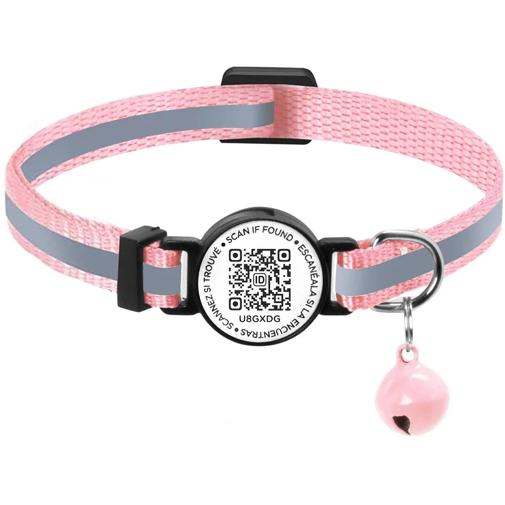 QR Code Pet Tag Cat Collar with qr code ID Tag,Puppy Cat Accessories Reflective Kitten Collars, Cat Tag, Safety Quick Release