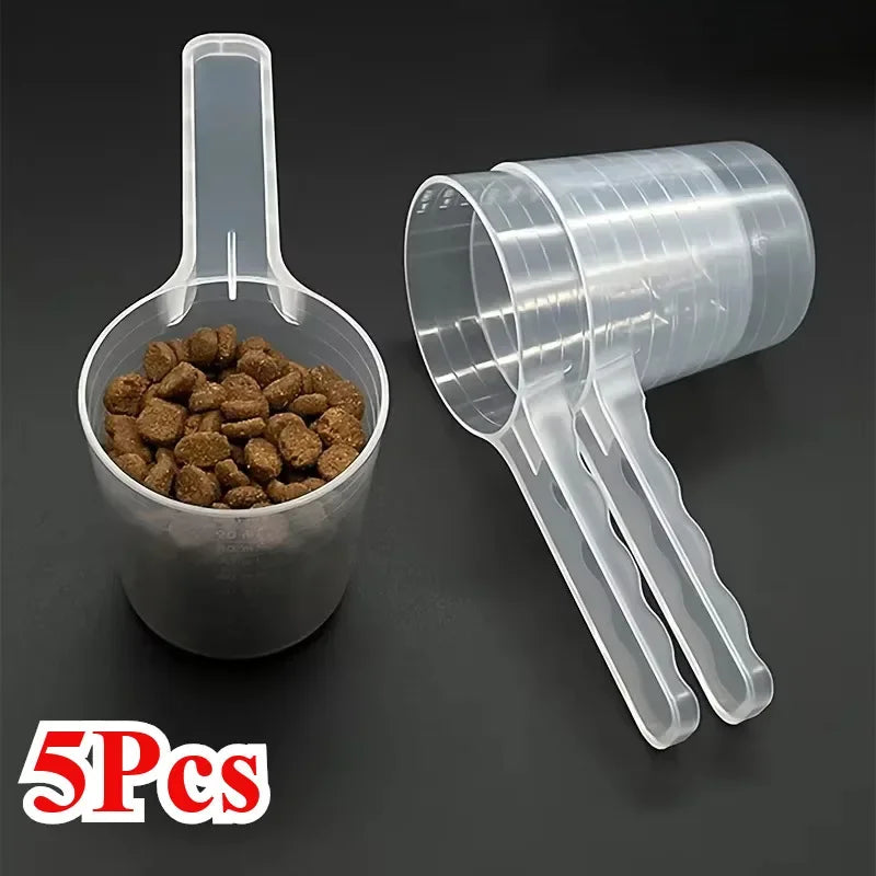 5Pcs 100ml Transparent Pet Measuring Spoons With Scale Dog Cat Feeding Shovel Tableware Pet Supplies Milk Powder Seasoning Scoop