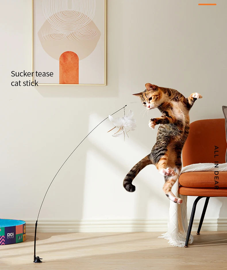 Simulation Bird interactive Cat Toy Funny Feather Bird with Bell Cat Stick Toy for Kitten Playing Teaser Wand Toy Cat Supplies