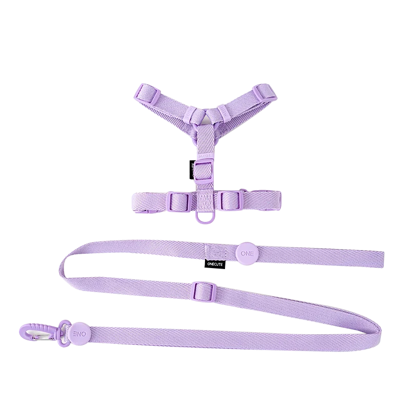 Adjustable Puppy Harness Set, Reflective Dog Collar & Leash for Small Dogs 2-6kg, Macaron Color Cat Safe Walking Gear