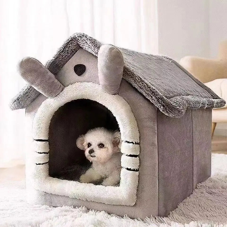 Casa de perro cálida para interiores, cama suave para mascotas, tienda de campaña, caseta para perros, cama para gatos, cojín extraíble y lavable, adecuada para las cuatro estaciones, universal