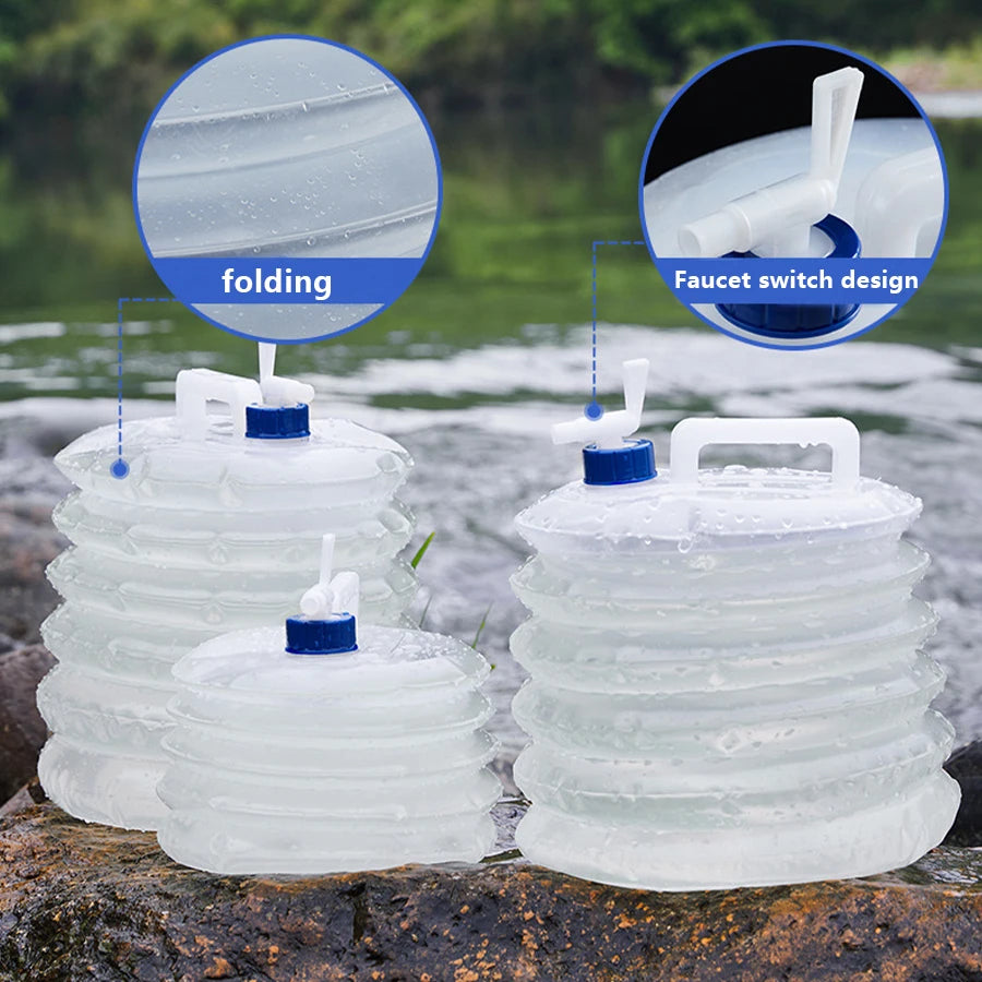 Portable 5/10L /15L Outdoor Foldable Collapsible Drinking Car Water Bag Carrier Container Outdoor Camping Hiking Picnic Emergenc