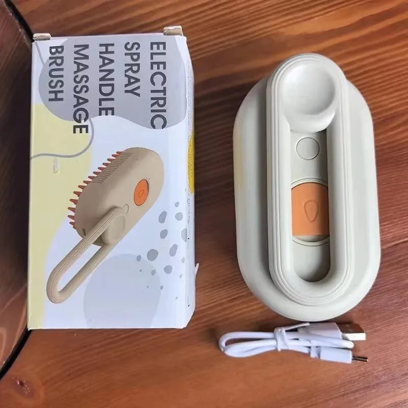 Cepillo masajeador con pulverizador de vapor para gatos y perros, plegable, giratorio y flotante, para depilación y baño.