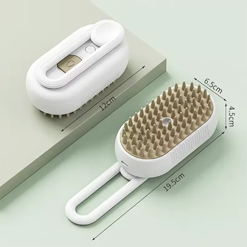 Cepillo masajeador con pulverizador de vapor para gatos y perros, plegable, giratorio y flotante, para depilación y baño.
