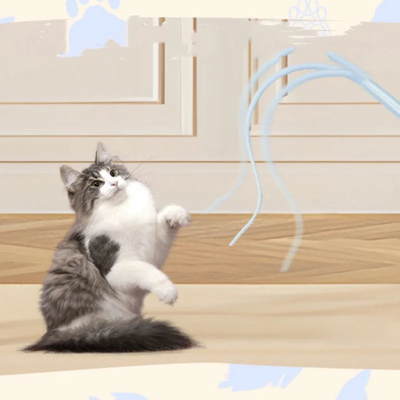 Silicone Cat Teaser Stick Simulation Mouse Tail Cat Interactive Bite Resistant Toy,Durable To Bite, Highly Entertaining