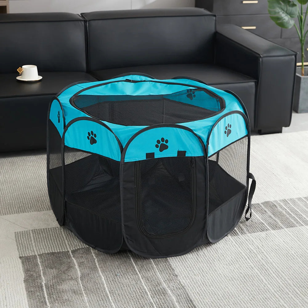 Foldable Pet Tent Durable Grip Cat House Oxford Cloth Octagonal Pet Fence Portable Outdoor Small Dog Cages Cat Fences Dog Kennel
