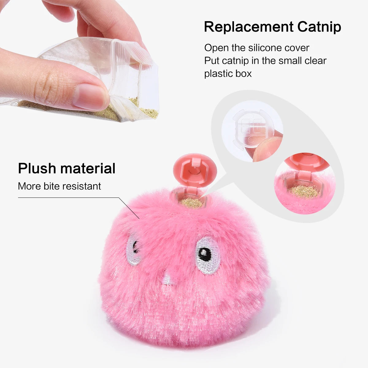 Pelota interactiva inteligente para gatos, juguete de peluche eléctrico con hierba gatera para entrenamiento, juguete con sonido táctil para mascotas, pelota de juguete con chirrido.