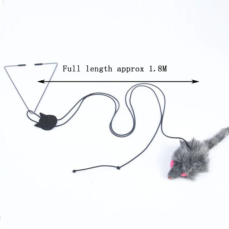 Juguete colgante para puerta con forma de ratón, para gatos, con clip elástico, para saltar, para aliviar el estrés y la ansiedad, ideal para mascotas.