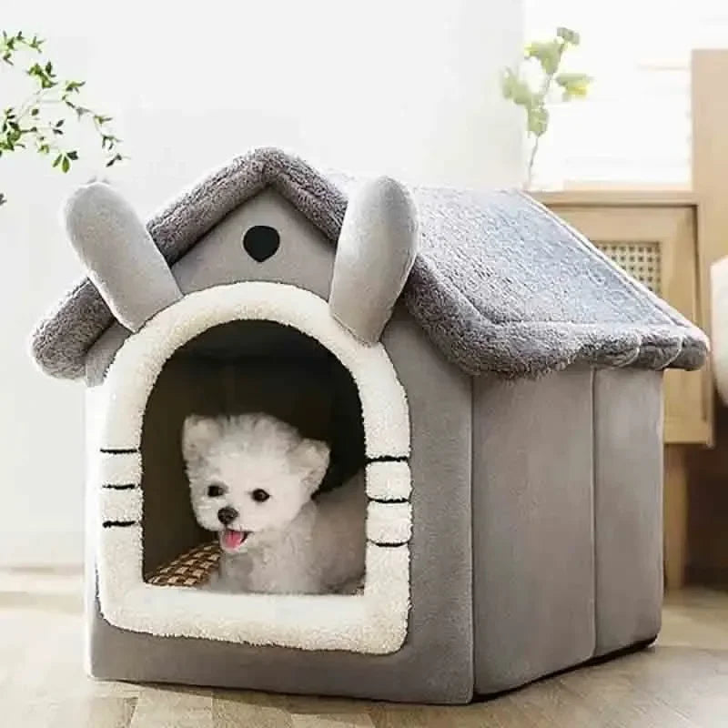 Casa de perro cálida para interiores, cama suave para mascotas, tienda de campaña, caseta para perros, cama para gatos, cojín extraíble y lavable, adecuada para las cuatro estaciones, universal