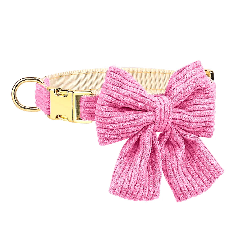 3PCS Dog Collar Harness Leash Set Breathable Dog Harnesses Soft Velvet Puppy Necklace With Bowknot Pet Walking Rope For Dogs Pug