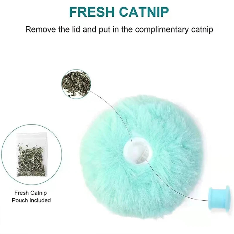 Pelota interactiva inteligente para gatos, juguete de peluche eléctrico con hierba gatera para entrenamiento, juguete con sonido táctil para mascotas, pelota de juguete con chirrido.