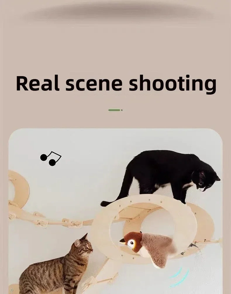 Juguetes interactivos para gatos, pájaro volador recargable, juguete para gatos que canta y aletea (sin volar), se puede agregar hierba gatera, juguete de peluche activado al tacto.