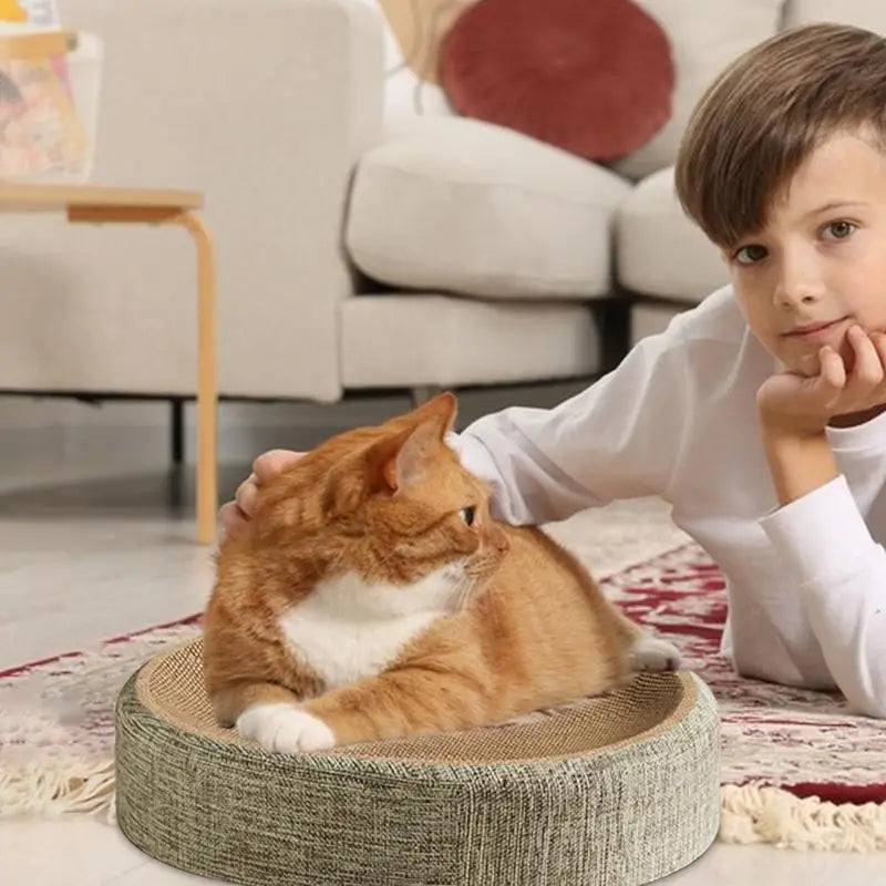 Oval Shaped Scratch Pad for Cats Sisal Scratching Cat Bed Multipurpose Pet Sleeping Mat Wear-Resistant Cat Scratch Bed Nest