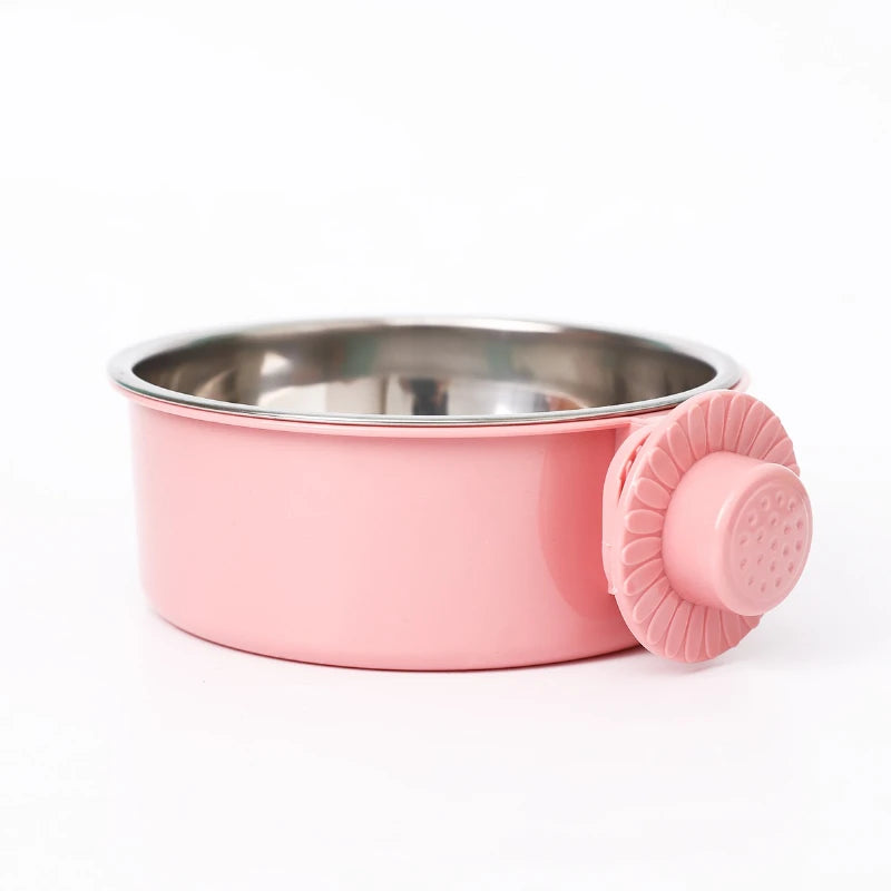 Pet Bowls Dog Feeders Removable Stainless Steel Hanging Pet Cage Bowl Food & Water Feeder for Cat Puppy Bird Guinea Pig