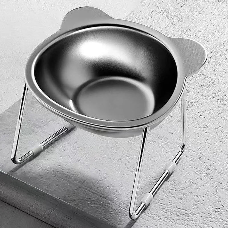 Raised Cat Bowls Tilted Neck Guard Cat Food Bowl 304 Stainless Steel Shatter-resistant Elevated 15° Pet Supplies for Puppy Cat