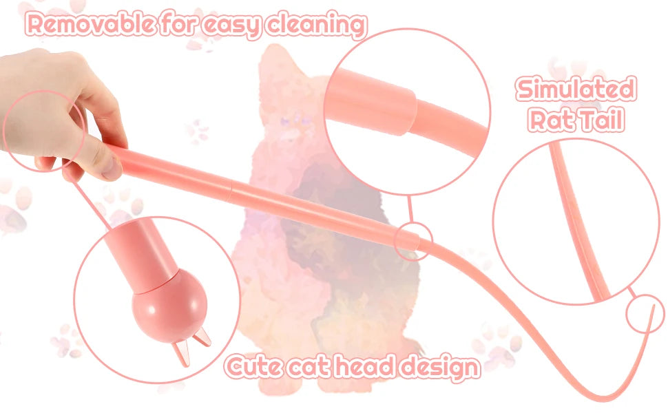 Silicone Cat Teaser Stick Simulation Mouse Tail Cat Interactive Bite Resistant Toy,Durable To Bite, Highly Entertaining