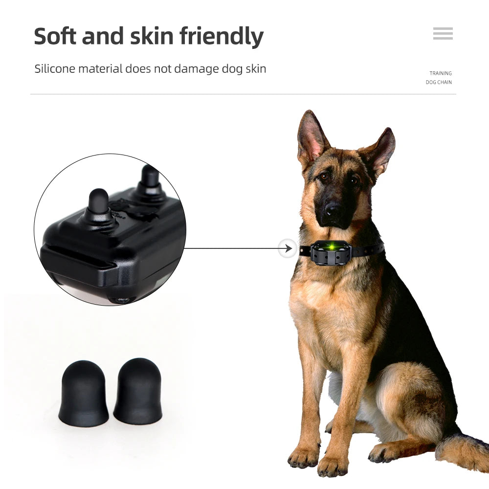 Electric Dog Training Collar Rechargeable Anti Barking Shock Vibration Collar Waterproof Trainer for All Dogs Pet with Clicker
