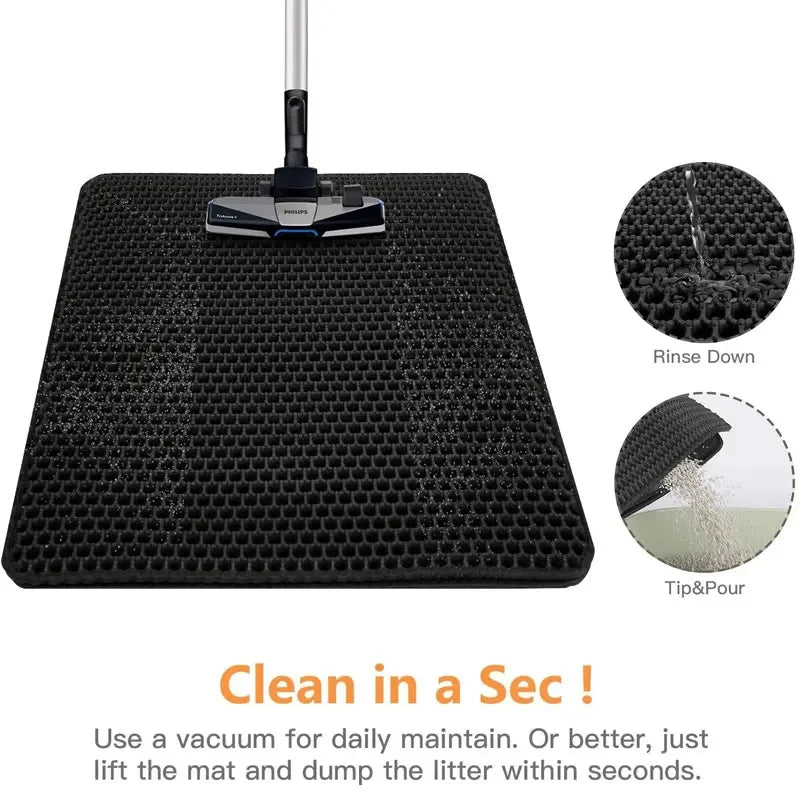 Alfombrilla para arena de gatos antideslizante, grande, con filtro, de doble capa, resistente al desgaste, impermeable, suministros de limpieza para mascotas