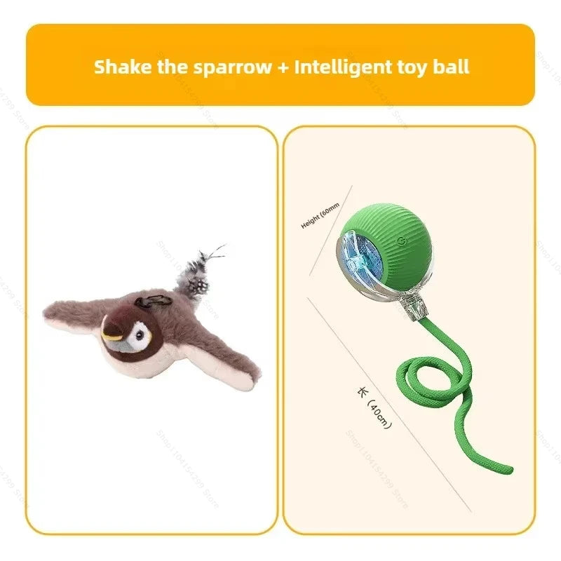Juguetes interactivos para gatos, pájaro volador recargable, juguete para gatos que canta y aletea (sin volar), se puede agregar hierba gatera, juguete de peluche activado al tacto.