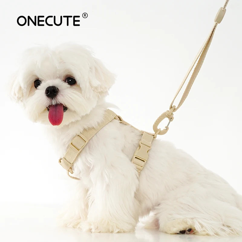 Adjustable Puppy Harness Set, Reflective Dog Collar & Leash for Small Dogs 2-6kg, Macaron Color Cat Safe Walking Gear