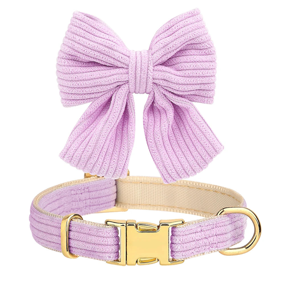 3PCS Dog Collar Harness Leash Set Breathable Dog Harnesses Soft Velvet Puppy Necklace With Bowknot Pet Walking Rope For Dogs Pug