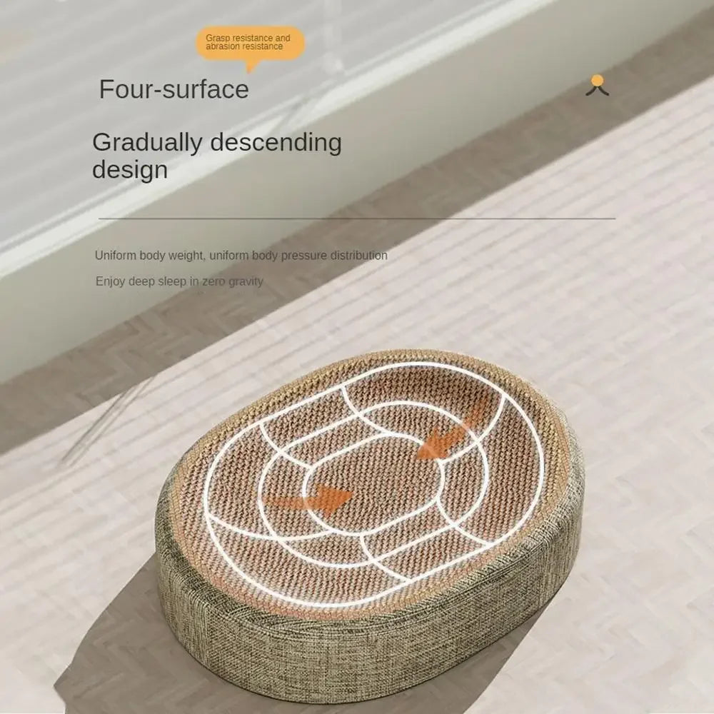 Oval Shaped Scratch Pad for Cats Sisal Scratching Cat Bed Multipurpose Pet Sleeping Mat Wear-Resistant Cat Scratch Bed Nest