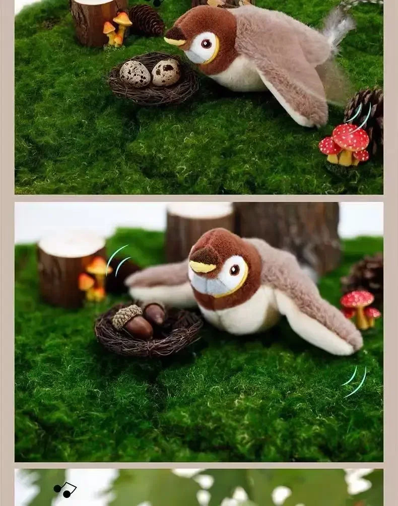 Juguetes interactivos para gatos, pájaro volador recargable, juguete para gatos que canta y aletea (sin volar), se puede agregar hierba gatera, juguete de peluche activado al tacto.