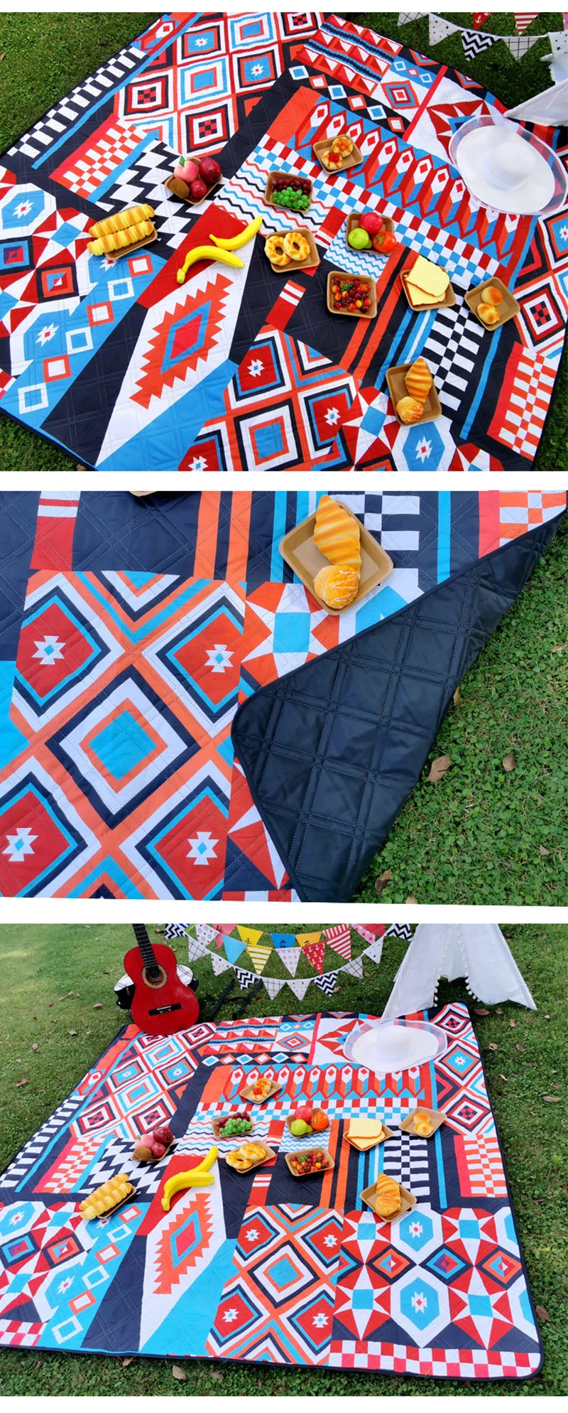Outdoor Camping Portables Picnic Mat Lawn Mat Thickened Moisture-Proof Camping Mat Aluminum Film Base Machine Washable
