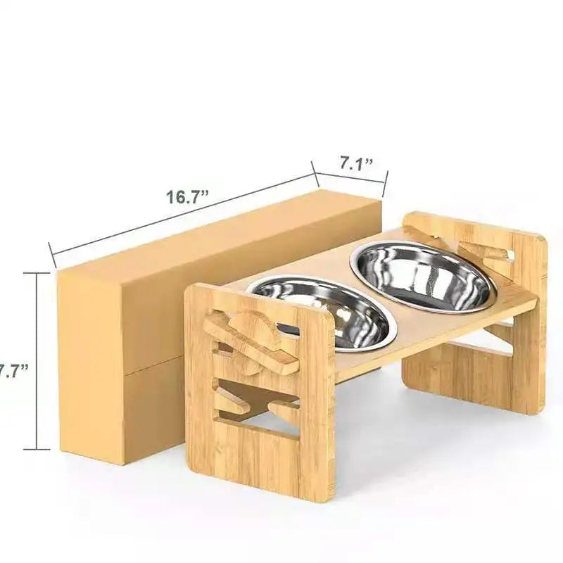 Pet supplies Stainless steel double bowl folding bowl stand Cat food bowl Dog food bowl