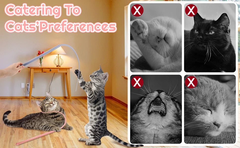Silicone Cat Teaser Stick Simulation Mouse Tail Cat Interactive Bite Resistant Toy,Durable To Bite, Highly Entertaining