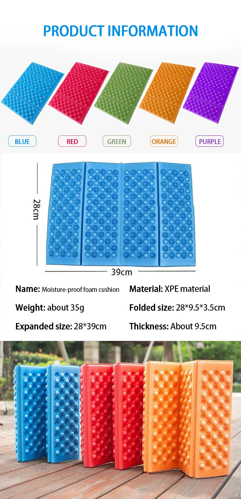 Outdoor Picnic Camping Mat Beach Moisture-Proof Foldable XPE Cushion Hiking Portable Small Mats Egg Trough Waterproof Pad