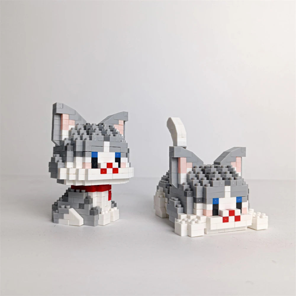 Dual Form Cat Shape Pet Series Model Micro Mini Building Blocks Toys Pocket-Sized Cuteness Pet Cat Display Decor Good For Girls