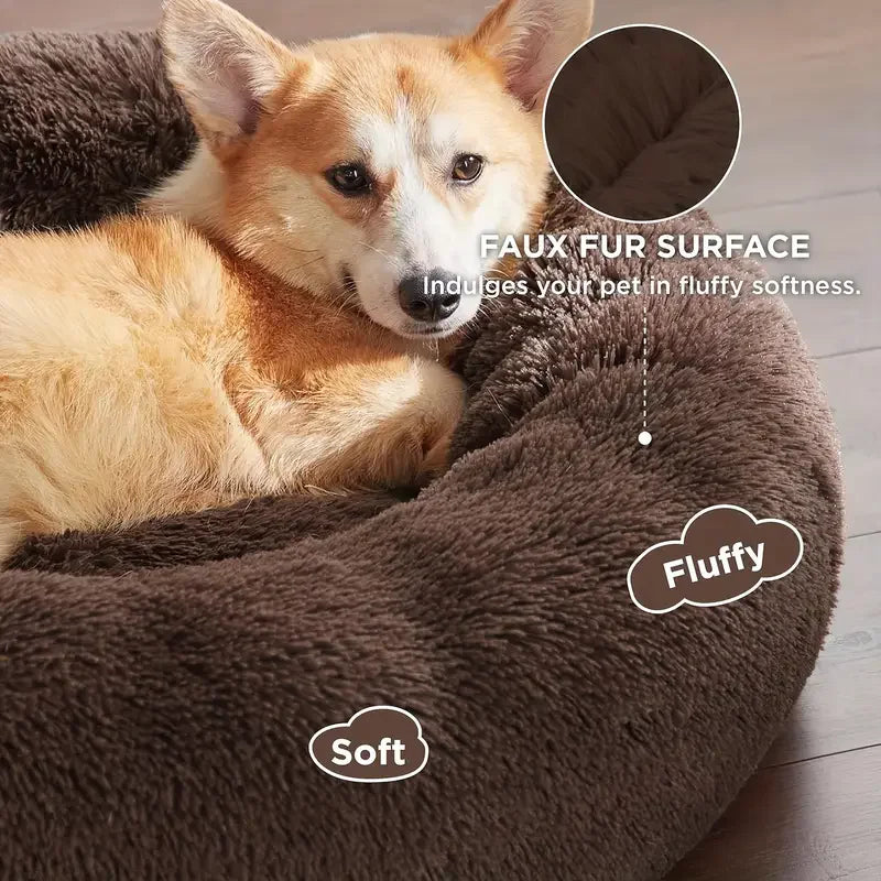 Cama redonda para perros, cálida y de invierno, para gatos, cesta de felpa, lavable, para perros pequeños, medianos y grandes, sofá para gatos.