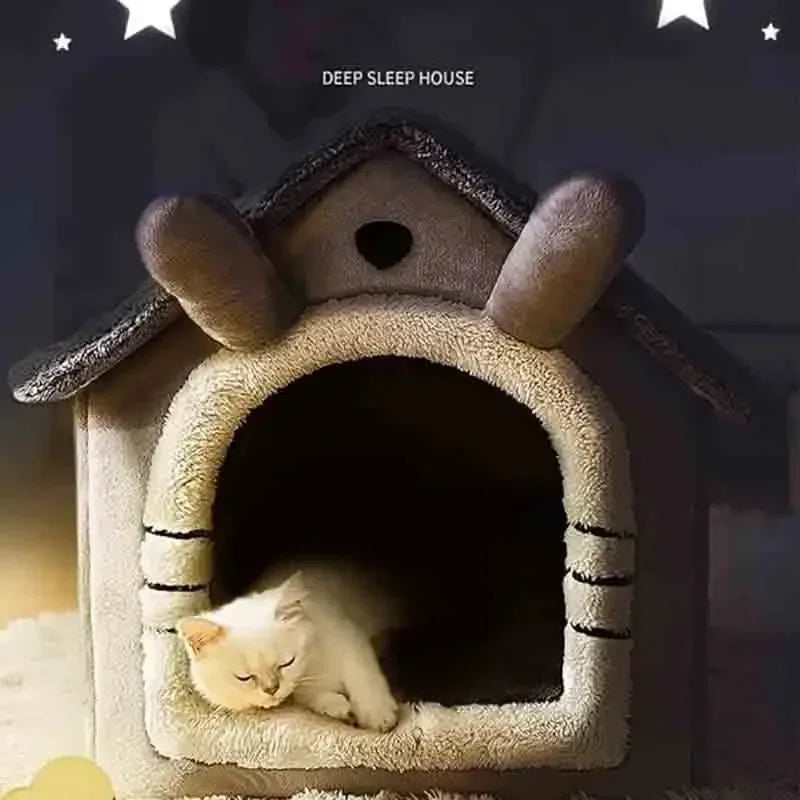 Casa de perro cálida para interiores, cama suave para mascotas, tienda de campaña, caseta para perros, cama para gatos, cojín extraíble y lavable, adecuada para las cuatro estaciones, universal