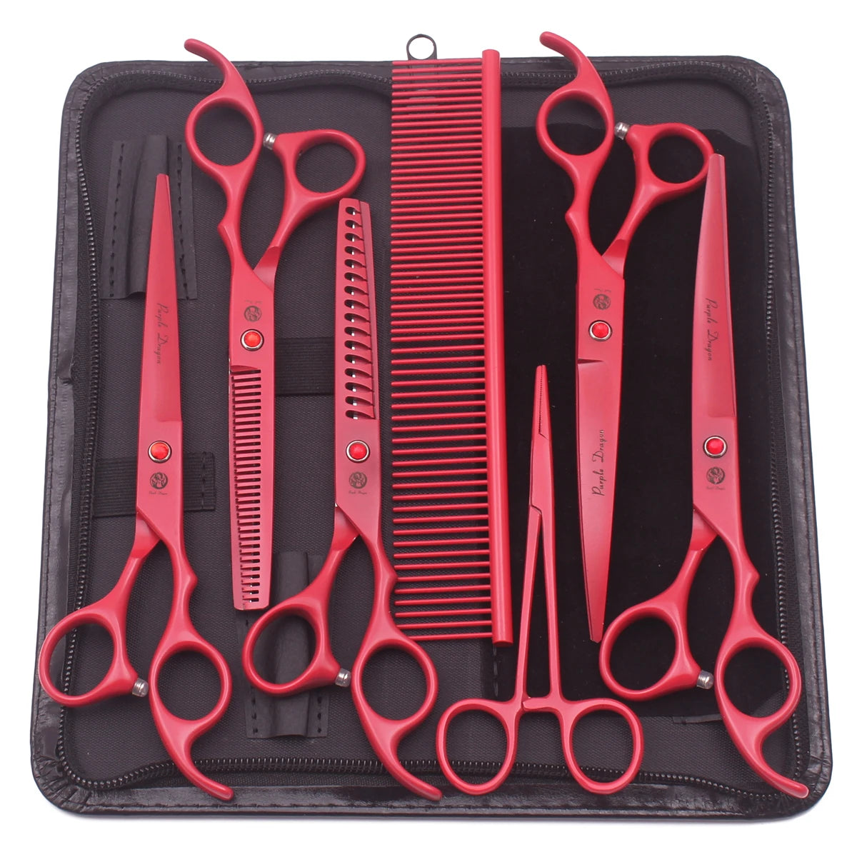 Purple Dragon Dog Grooming Scissors 7" Japan Stainless Straight Shears Pet Thinning Scissors Dog Curved Shears Chunker Z3003