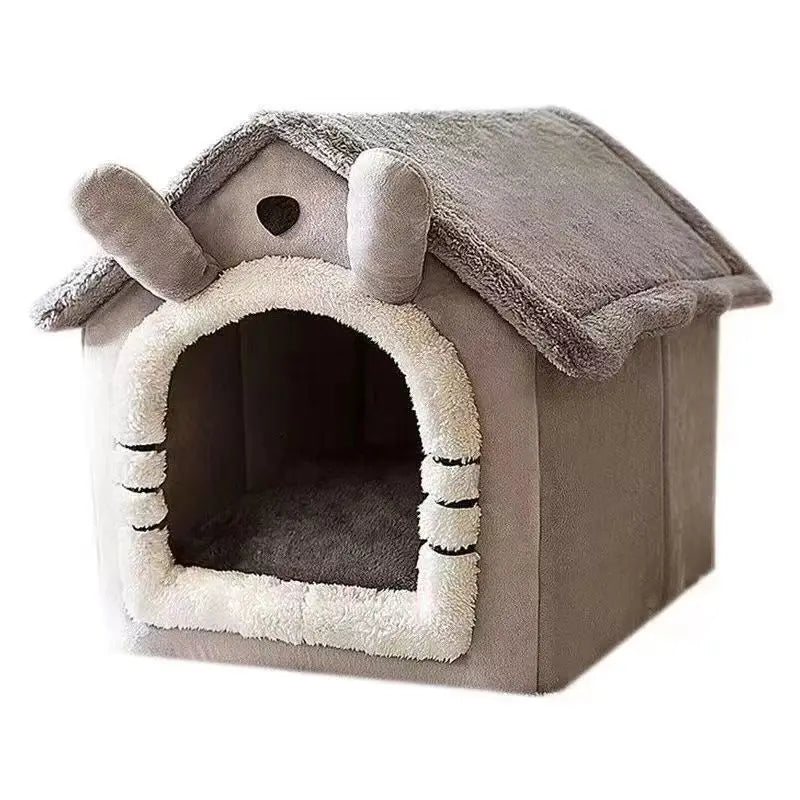 Casa de perro cálida para interiores, cama suave para mascotas, tienda de campaña, caseta para perros, cama para gatos, cojín extraíble y lavable, adecuada para las cuatro estaciones, universal