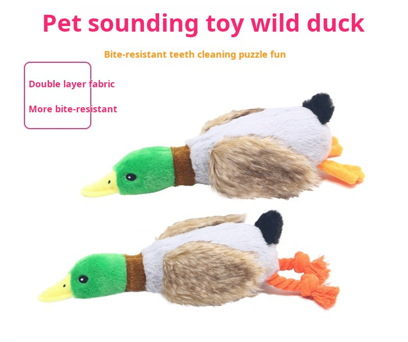 Plush Green Head Duck Squeaky Toy Realistic Wild Duck Design Chew-Resistant Durable Dog Toy for Puppies Interactive Pet Supplies