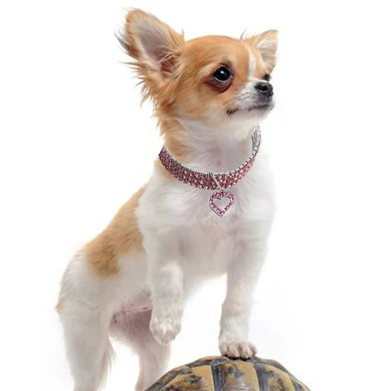 Bling Rhinestone Dog Collar Crystal Puppy Chihuahua Pet Dog Collars Leash For Small Medium Dogs Mascotas Accessories S M L Pink