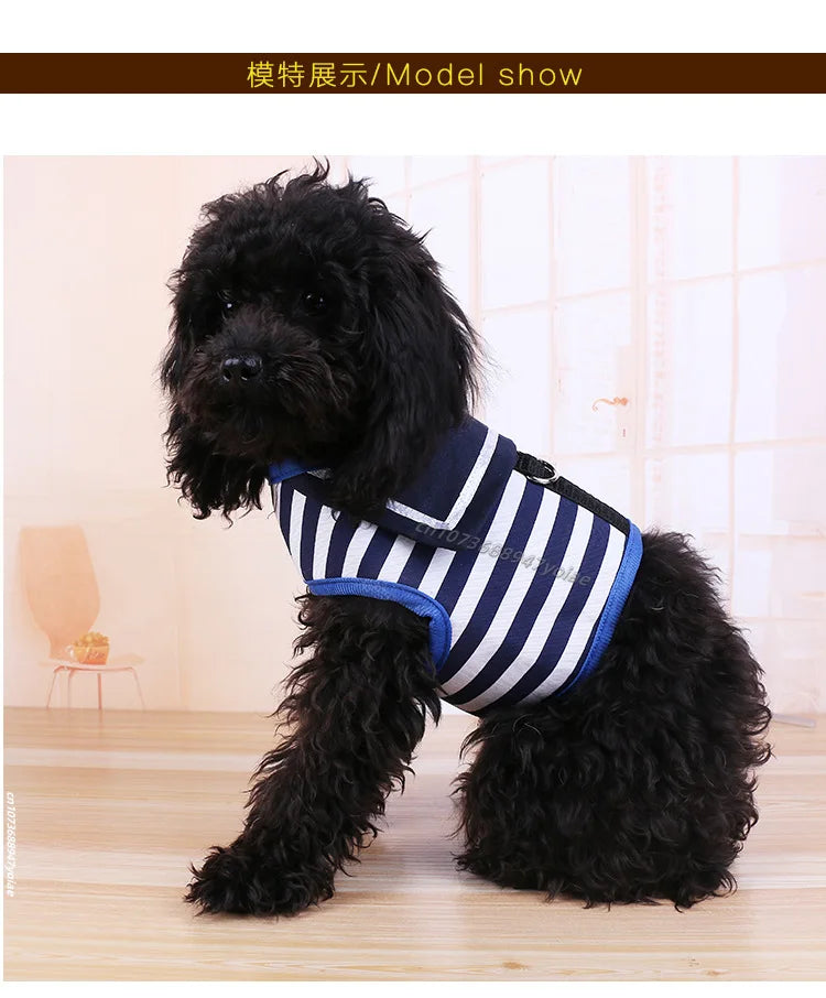 Pet Dog Harness Soft Breathable Navy Style Leash Set For Small Medium Dogs Chihuahua Puppy Collar Cat Pet Dog Chest Strap Leash