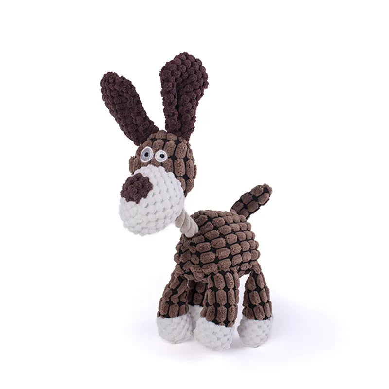 Plush Dog Toy Animals Shape Bite Resistant Squeaky Toys Corduroy Dog Toys for Small Large Dogs Puppy Pets Training Accessories